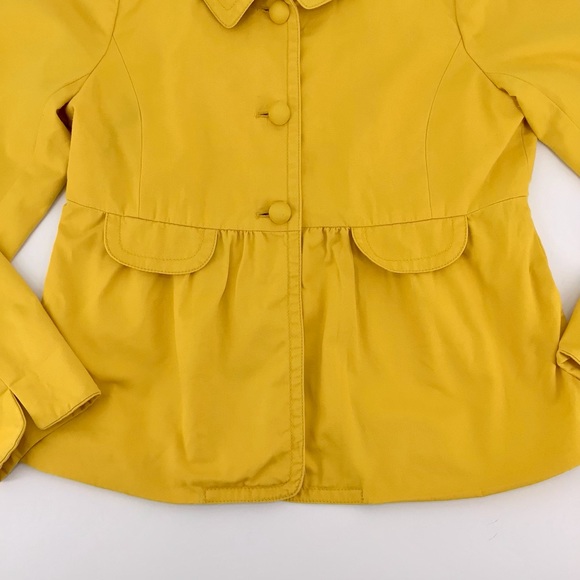 J Crew Yellow Peplum Ruffle Faux Front Pockets Long Sleeve Jacket - Picture 9 of 13